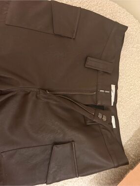 KANCAN women Dark Brown Leather shorts - Tailored Zip Front